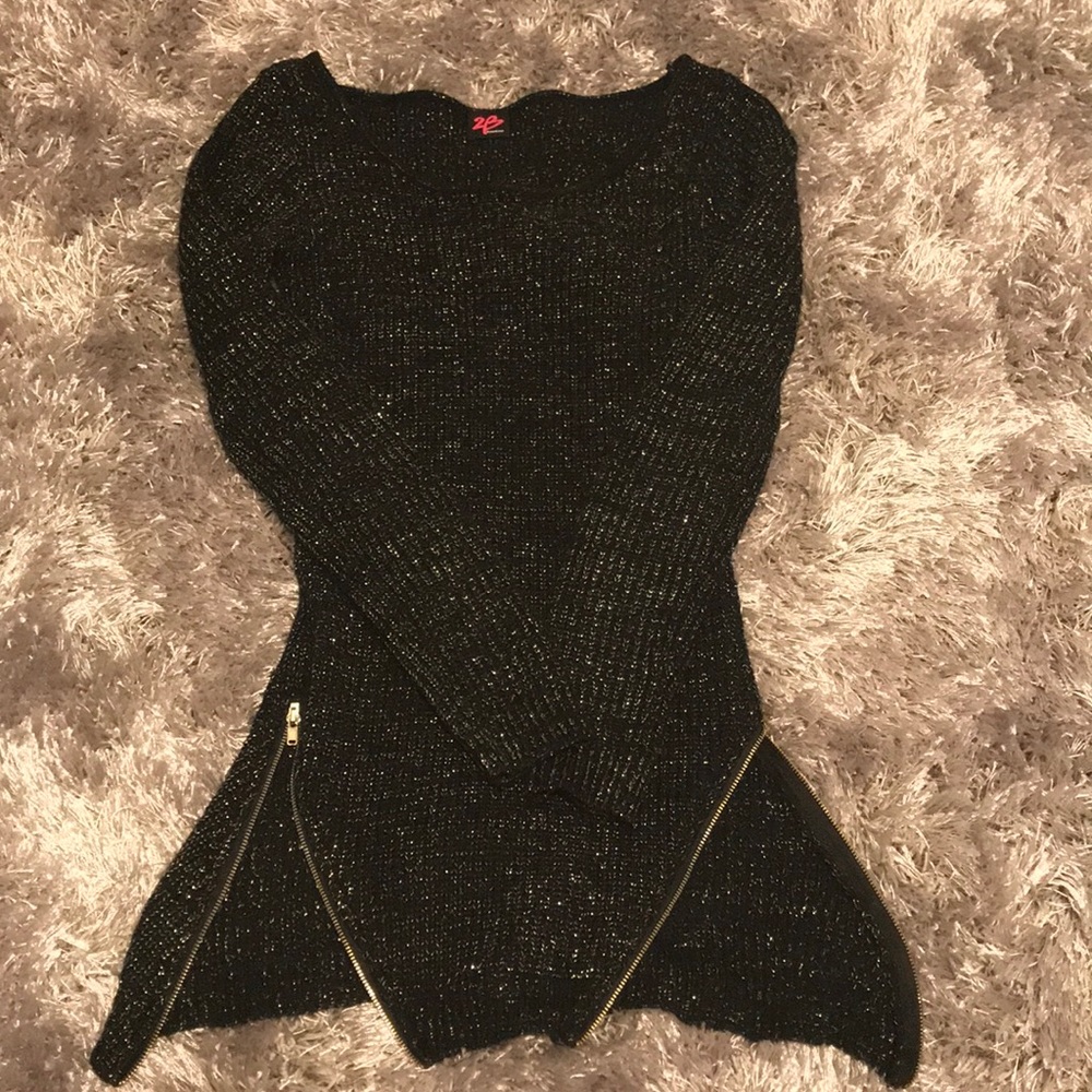 Bebe black and gold zip sweater